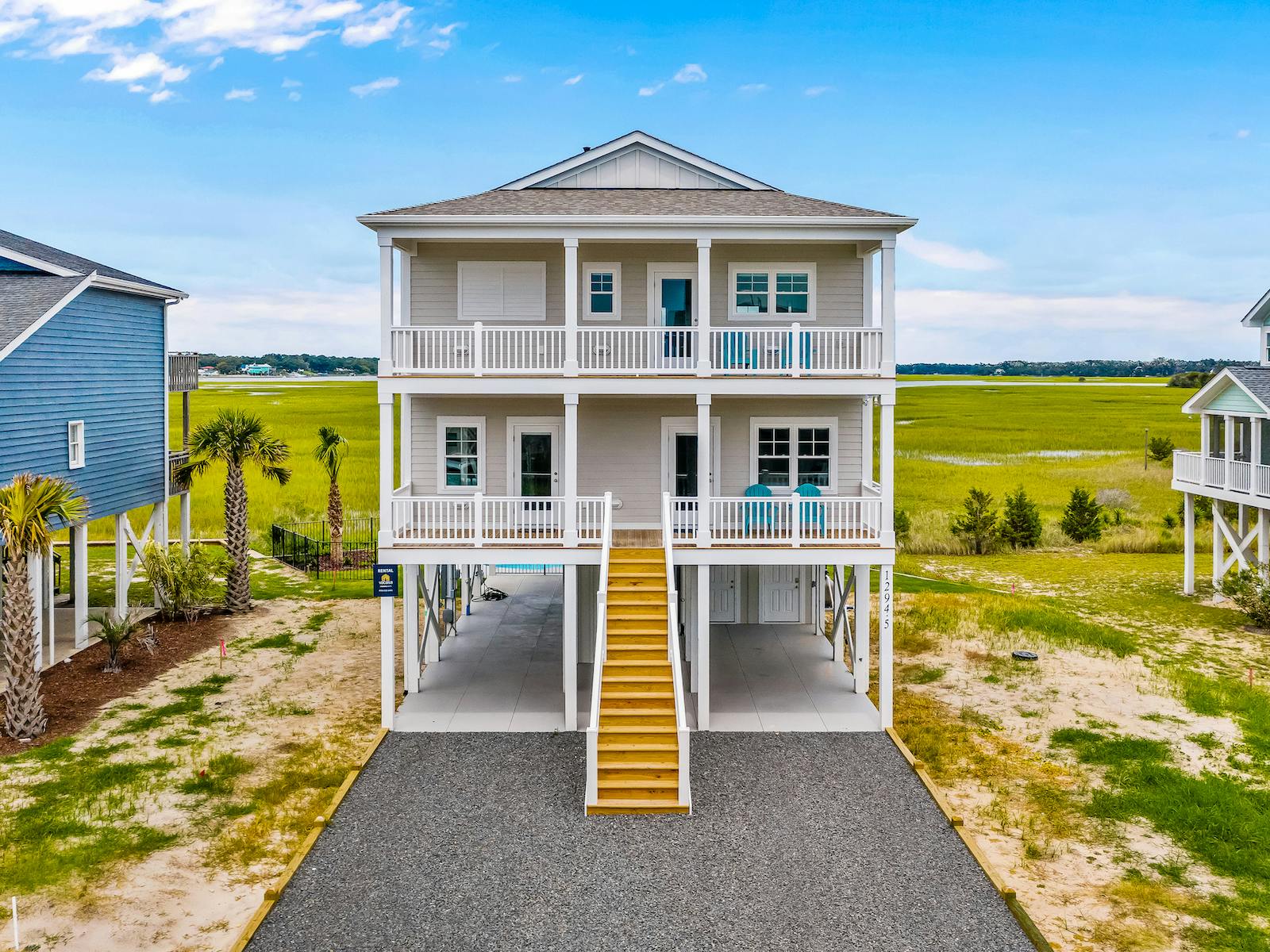 The exterior of a beach home rental in North Carolina.